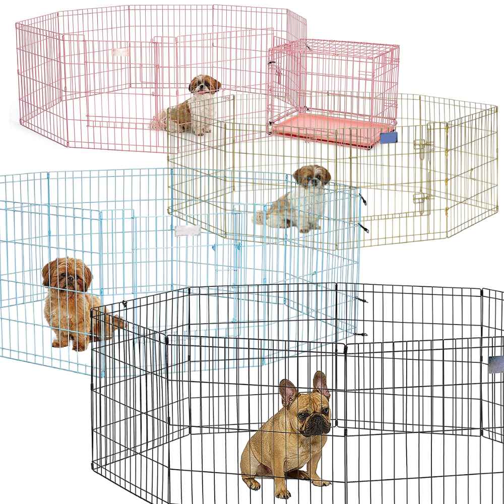 Metal Dog Exercise Pen - Gold Zinc With Door