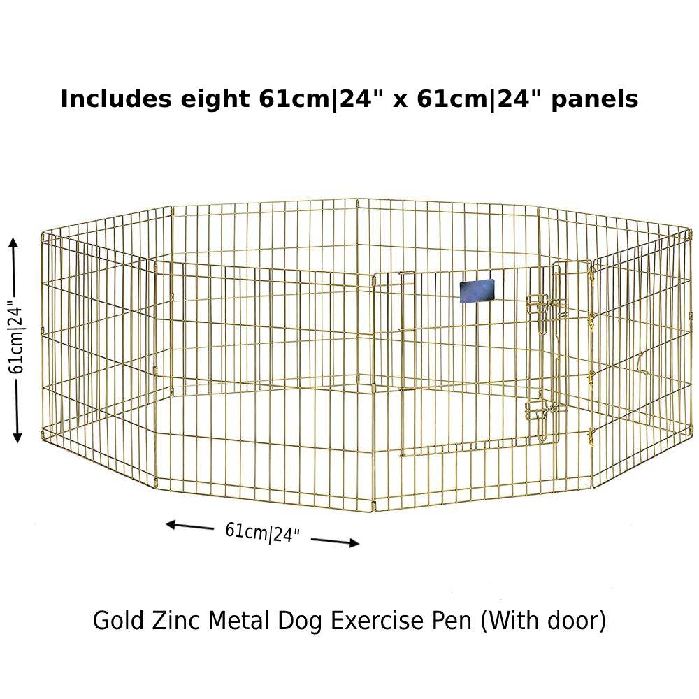 Metal Dog Exercise Pen - Gold Zinc With Door