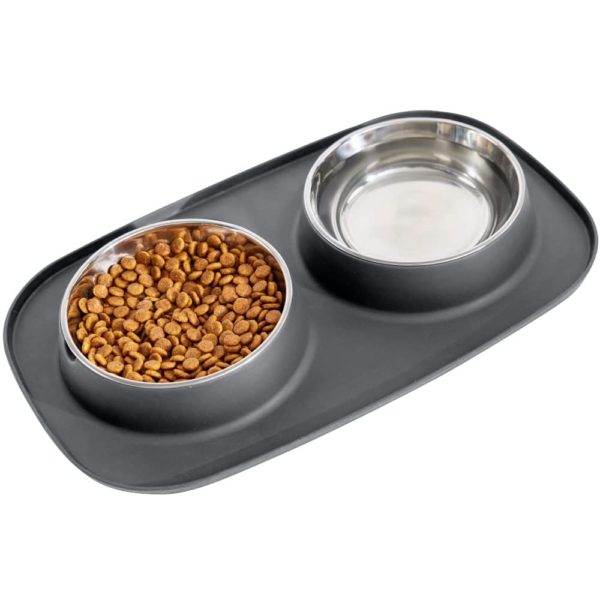 gray slip resistant pet bowls